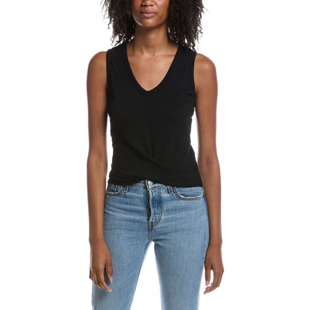 Michael Stars Womens  Maggie Wrap Crop Tank Top, Black